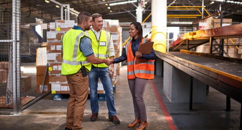 group of warehouse employees working