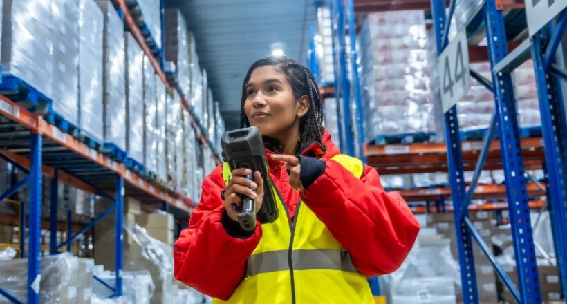 Warehouse worker in Richmond VA using an automated scanner