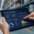Warehouse performance metrics dashboard displayed on tablet in warehouse