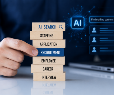 staffing professional reviewing AI recruiting and hiring technology