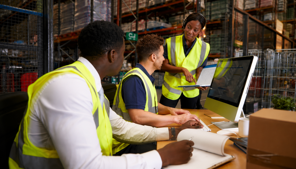 Warehouse leaders reviewing summer workforce planning and staffing needs.
