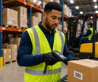 Warehouse employee preparing for a shift at a distribution center, representing warehouse jobs in Richmond VA.