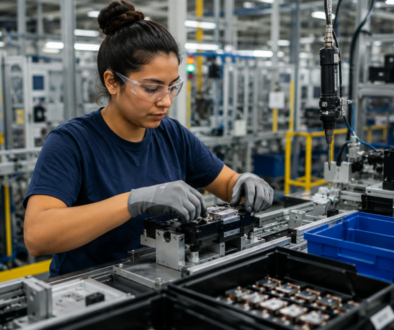 Production associate working on a manufacturing line in a Virginia facility
