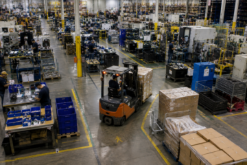 Workers on an active manufacturing production floor in the Richmond Virginia area