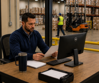 Warehouse operations manager reviewing staffing options at a Virginia facility